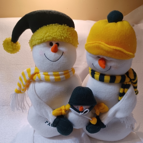 GREEN BAY PACKERS PLUSH SNOWMEN FAMILY OF 3 FANS - Picture 1 of 8